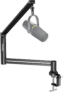 Low Profile Boom Arm Mic Stand, 360° Rotatable and Foldable Microphone Arm, Heavy Duty Mic Stand for Blue Yeti, Holds Up to 1.5kg, with 3/8" to 5/8" Screw Adapter
