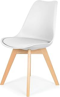 IHANA Dining Chair with Cushioned Pad Seat & Solid Beech Wood Legs for Mid Century Modern Dining Room Living Room Bedroom Kitchen & Lounge