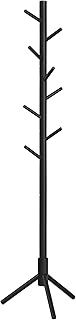 VASAGLE Standing Coat Rack, Solid Wood Coat Rack, Tree-Shaped Coat Rack with 8 Hooks, 3 Height Options, for Clothes, Hats, Bags, for Living Room, Bedroom, Home Office, Black RCR004B01