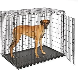 Midwest Homes for Pets Ginormous Double Door 137 cm (54 inch) Dog Crate for XXL Dogs Breeds; Great Dane, Mastiff, St. Bernard, Drop Pin Assembly Requires Two People; Divider Panel Not Included; Black; Model SL54DD