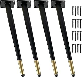 4PCS 16" Furniture Legs, Metal Office Table Legs Kitchen Furniture Worktop Support Legs - Oblique Conical, Non-Slip Furniture Feet Legs for Chairs Shelves Sofas Table Desks (40cm)