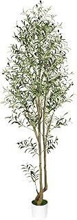 7FT Artificial Olive Tree Big tall Fake Plants, 7 Feet Artificial Olive Silk Plants Indoors with Curved Trunk in Pots, Fake Tree for Home Office Living Room Indoor Outdoor Decor, 210cm
