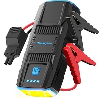 Jump Starter Portable Pack HEMINGSON 2000A Peak Battery Jump Starter Portable 12V Jump Box for Vehicles 7.0L Gas and 5.5L Diesel Engines with 4 Modes LED Lights and Jumper Cable