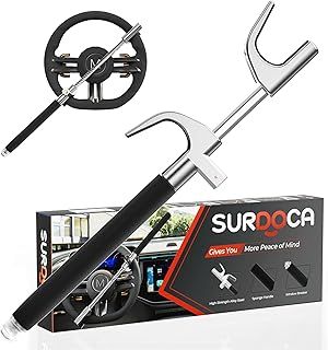 SURDOCA Multifunction Steering Wheel Lock – High Security Anti Theft with Window Breaker – Universal Car Wheel Lock – Easy Installation Fit for Auto Truck SUV Van