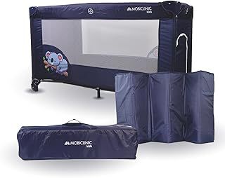 Mobiclinic®, Travel Cot, with Transport Bag, 2 in 1, Ultra-compact Folding, Removable Mattress, Mofli, up to 15kg, Breathable Fabric, Side Entrance with Zip, Wheels, Travel cot with side opening