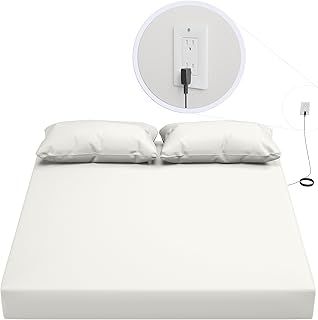Grounding Sheet, Organic Fitted Grounded Sheet for Improved Sleep, Pain Relief - Earth Connected Bedding 60”x80”x15” Queen Size, Pure Silver Fiber and Cotton, Grounding Cord Included. Off White