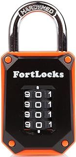 Combination Padlock | 4-Digit Padlock with Code | Gym Padlock | Locker Padlock | Weatherproof Lock | for Indoor and Outdoor Use | Cut-Proof, Heavy-Duty, Hardened Steel | 1-Pack Orange