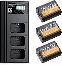 K&F CONCEPT 3-Pack NP-FW50 Battery and Triple Slot Charger Set, Compatible with Sony A6400, ZV-E10, A6000, A6500, A6300, Alpha 7, A7, A7II, A7RII, A7SII, A7S, A7S2, A7R, A7R2, A5000, NEX-3, RX10
