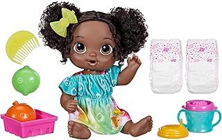 Baby Alive Fruity Sips Doll, Lime, Pretend Juicer Baby Doll Set, Drinks & Wets, Toy for Kids 3 and Up, Black Hair