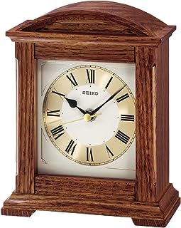 Seiko QXG123B Table Clock Brown Wood (Oak) Creeping Seconds, Brown, S, Modern
