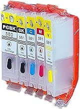Watson & Webb PGI-580XXL CLI-581XXL Empty Ink Cartridges; Refillable for Canon Printers; Compatible with TS705a, TS6350a, TS6150, TS9550, TR8550; Reusable for Edible Printing