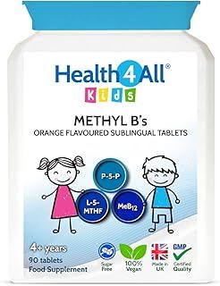 Health4All Kids Methyl B's 90 Tablets for Children for Stress & Mood Support. Sublingual Vegan pre-methylated B12 Methylcobalamin, 5-Methylfolate and Vitamin B6 P-5-P