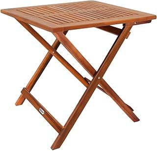 CASARIA® Wooden Garden Side Table | Coffee Bistro End Table | Folding Furniture | Solid Acacia Wood | 70x70x73cm | Fold Up Square Patio Balcony Outdoor | Weather-Resistant