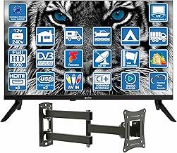 eStar 22 Inch 12 Volt LED Digital Full HD 1080p TV DVB-T2 /C/S2 Freeview, Freesat or Cable. 12V 240V 2 x USB PVR & Media Player, 3 x HDMI, 12V TV for Motorhome, Caravan, Boat, Kitchen
