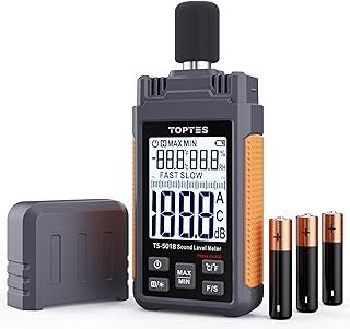 Decibel Meter, TopTes TS-501B Sound Level Meter with A/C Weighting, Measuring Range 30 to 130 dB, SPL Tester for Noise Control, 2.25-inch Backlit LCD Display, MAX/MIN, Data Hold - Orange