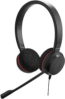 Jabra Evolve 20 Stereo Headset – Microsoft Certified Headphones with Passive Noise Cancellation, Easy Call Management, Led indicators, Plug & Play, USB-C with Controller – Black