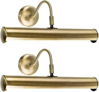 MiniSun | Traditional Adjustable Twin Picture Wall Light in an Antique Brass Effect Finish | Picture & Display Lights, Home Décor & Improvement Essential | Set of 2