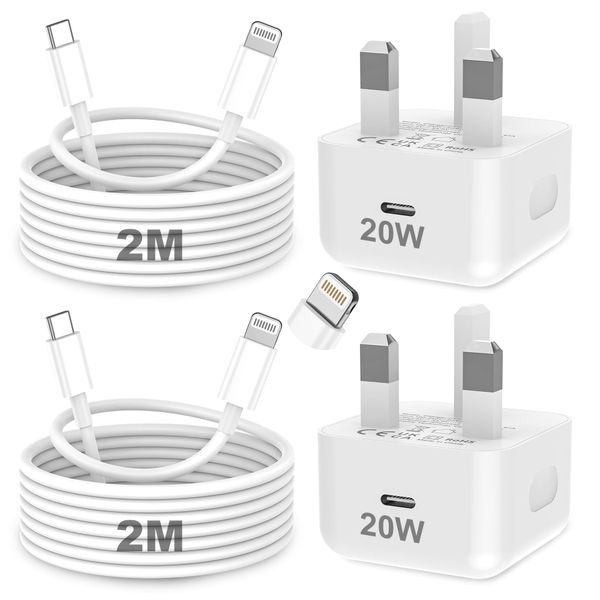 KTDRJN for iPhone Charger Fast Charge, 2Pack PD 20W Fast Apple Charger Cable 2M, iPhone Fast charger Plug with USB C To Lightning Cable for iPhone 14 13 12 11 Pro Max XS XR X 8 7 6 Plus, iPad and iPod