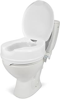 Raised Toilet Seat with Lid - 4 inches - Attachable Toilet Raiser - Elevated Toilet Attachment for Seniors - Seat Support for Elderly, Adults and Disabled Users