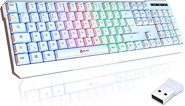 KLIM Chroma Wireless Keyboard UK Layout + Slim, Durable, Ergonomic, Quiet, Waterproof, Silent Keys + Backlit Wireless Gaming Keyboard For Laptop PC Gamer PS4 Mac + White