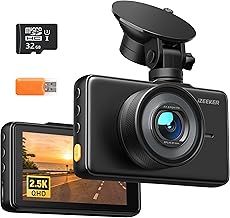 2.5K Dash Cam, 1440P QHD Car Camera with Free 32GB Card, 3" IPS Display, Night Vision, WDR, 170°Wide Angle, Loop Recording, G-Sensor Emergency Recording, 24H Parking Mode, Type C