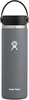 HYDRO FLASK - Water Bottle 591 ml (20 oz) - Vacuum Insulated Stainless Steel Water Bottle Flask with Leak Proof Flex Cap with Strap - BPA-Free - Wide Mouth - Stone