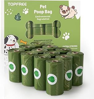 Poo Bags for Dog Waste, 12 Rolls 180 Dog Poop Bags, Super Strong 100% Leak Proof Biodegradable Dog Poo Bags (Green)