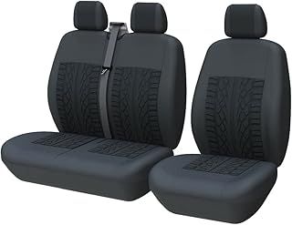 TOYOUN Universal Van Truck Lorry Front Seat Covers - Single & Double, 2+1, Black