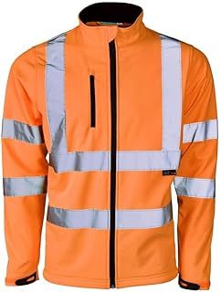 Mens Softshell Jacket Hi Vis Viz High Visibility Reflective & Plain Water Resistant Shower Proof Rain Repellent Windproof Safety Site Coat Workwear Builder Soft Shell Work Wear Warm Top