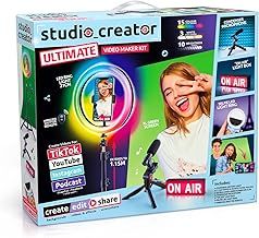 Ultimate Video Maker Kit, XL Green Screen, Colour LED Ring Light, Microphone + Selfie Light, 'On Air' Lightbox + More! For Ages 14+