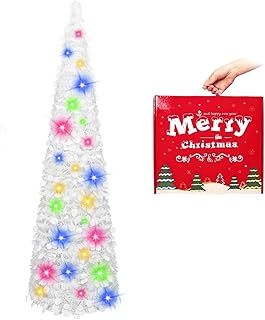 N&T NIETING Christmas Tree, 5ft Collapsible Pop Up White Tinsel Coastal Christmas Tree for Holiday Xmas, Home Display and Office Decorations