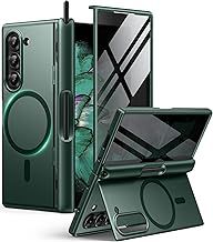 BERFY Upgraded Magnetic for Z Fold 6 Case, Compatible with Magsafe,[Built-in Screen Protector & Hinge Protection]Full-Body Plating Slim Shockproof Phone Case for Samsung Galaxy Z Fold 6 5g 2024, Black