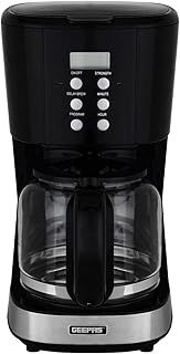 GEEPAS 1.5L Filter Coffee Machine | 900W Programmable Drip Coffee Maker for Instant Coffee Espresso Macchiato | 40min Keep Warm & Anti-Drip Function, Timer | Reusable Filter Fast Brewing Tea & Coffee