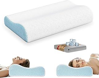 Memory Foam Pillow with Replacement Pillowcase(Cooling Ice Silk&Cotton),Neck/Shoulder Pain Relief,Ergonomic Orthopedic Cervical Pillow,Bed Pillow for Side,Back,Stomach Sleepers