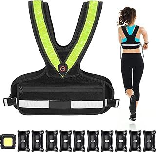 BOOSTEADY 2-10 lbs Adjustable Weighted Vest for Women Men,Sport Running Weighted Vest with LED Reflective Belt and Outdoor Headlight, Weight Vest for Night Running, Strength Training and Workout