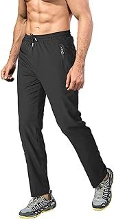 EKLENTSON Men's Trousers Lightweight Outdoor Hiking Walking Trousers Casual Quick Dry Stretch Jogger Running Training Pants Zip Pockets