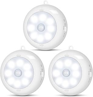 BLS Motion Sensor Light Indoor, AA83 AA Battery Powered Lights, Under Cabinet Light, Battery Led Light, Closet Lights, Stick on Wireless Puck Lights for Hallway, Stairway, Basement, Kitchen (3 Packs)