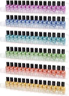 BTremary 6 Tiers Acrylic Nail Polish Organiser Shelves Wall Mount Storage Display Stand Rack For Nail Varnish Paints Essential Cosmetic Wall Mounted Makeup Storage Perfume Holder Up to 90 Bottles.