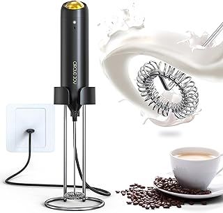 CIRCLE JOY Milk Frother Handheld, Electric Rechargeable Wall Mounted Milk Foamer with 2-in-1 Stainless Steel Stand, Mini Drink Mixer Coffee Frother for Cappuccino, Latte, Matcha