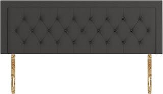 Lisbon Damask Cotton HeadBoard - Luxury 20" Upholstered Design for Divan Beds - Multiple Fabric Options for Bedroom and Hotel Furniture - 4FT6 Double - Grey