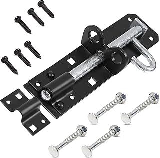 Brenton Bolt Sliding Door Lock for Bedroom Patio Door Security - 4”(100mm) Heavy Duty Zinc Plate Galvanised Gate Latch Garden Shed Gate Bolts for Wooden Gates (Black)
