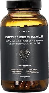 APE Nutrition Optimised Male | Grass-Fed Beef Testicles & Liver Men’s Supplements | Boost Male Vitality, Energy & Testosterone | Gym Supplements for Men | 180 Capsules