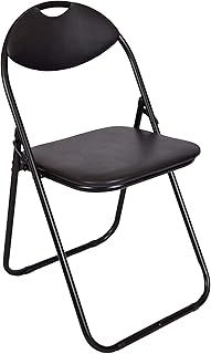 ARIANA HOMEWARE Heavy Duty Folding Chair with Metal Frame and Upholstered Padded Seat for Outdoor/Indoor (Black, Single Chair)