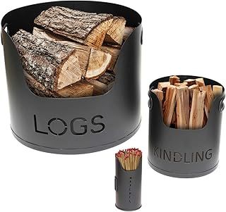 Valiant 3-Piece Fireside Metal Storage Set Black