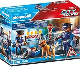 Playmobil 6878 City Action Police Roadblock, police gifting toy, fun imaginative role-play, playsets suitable for children ages 4+