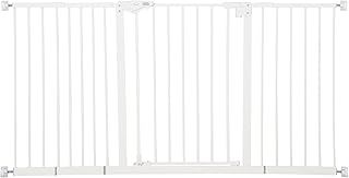 PawHut Dog Gate Stair Gate Pressure Fit Pets Barrier Auto Close for Doorway Hallway, 74-148cm Wide Adjustable, White