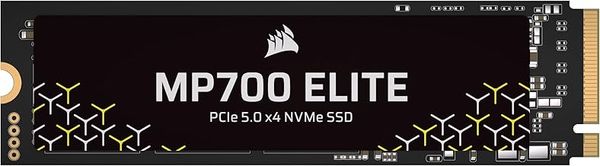 Corsair MP700 ELITE 1TB PCIe 5.0 x4 NVMe M.2 SSD – Up to 10,000MB/sec – High-Density 3D TLC NAND – M.2 2280 - DirectStorage Compatible – Black