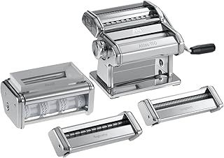 Marcato Atlas 150 Pasta Machine Set + Included Attachments, Pasta Maker, Made in Italy, Pasta Roller for Lasagna, Fettuccine, Tagliolini, Ravioli, Spaghetti, Reginette, Chromed Steel. Model: Multipast