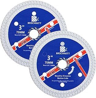 Super Thin Diamond Porcelain Saw Blade with X Teeth,BRSCHNITT 2pcs 75mm x Arbor 10mm Angle Grinder Diamond Cutting Disc for Dry/Wet Cutting Porcelain Tile Ceramic Marble Granite