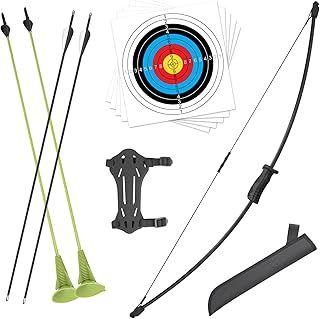 VALYPANOR Archery Recurve Bow and Arrow Youthbow Set, Archery Beginner Gift with 4 Arrows 5 Target Face,Ideal for Kids & Teens 8 to 15 Years,Outdoor Sports Game Longbow, Perfect for Left & Right Hand
